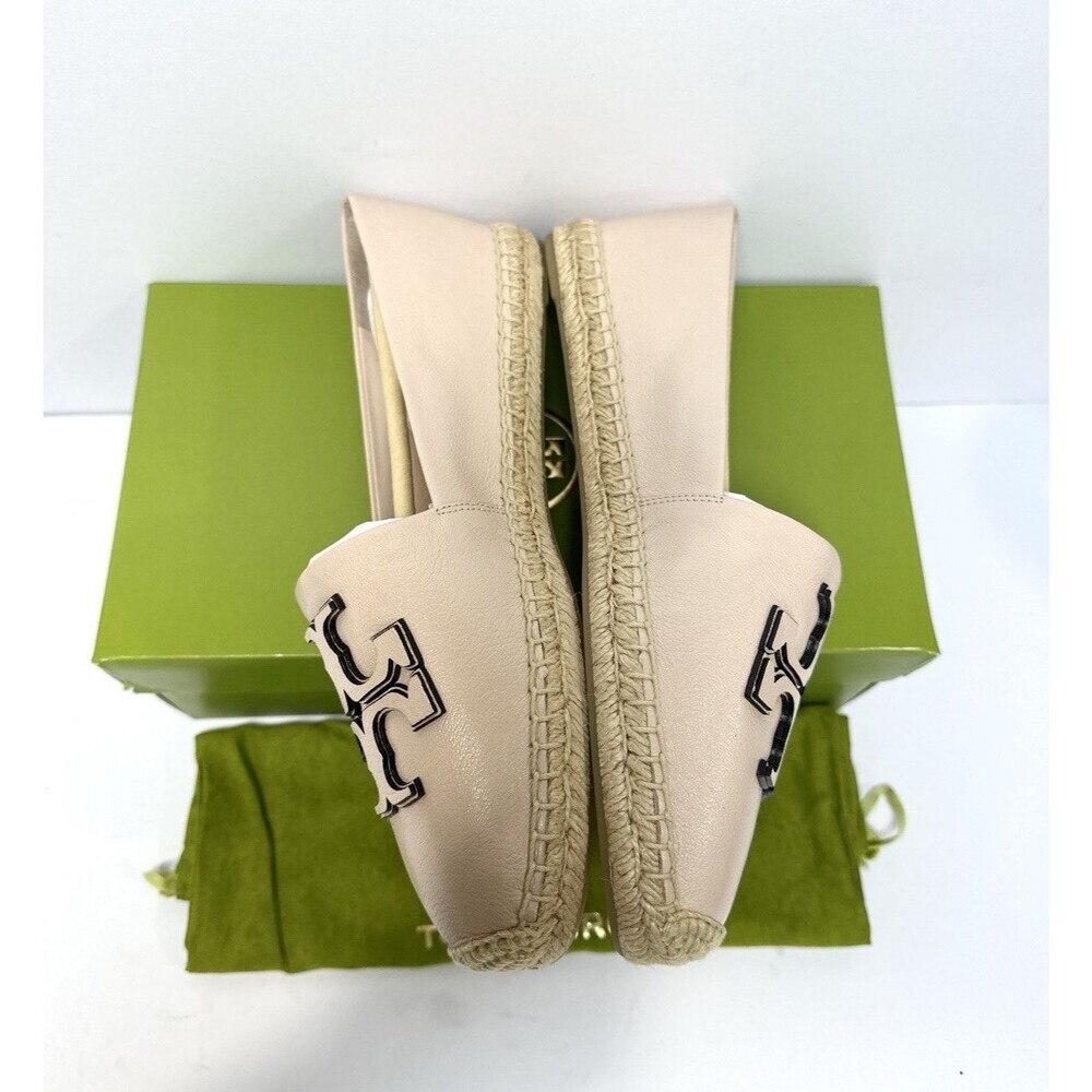 Tory Burch Ines Espadrille Flats Rose Pink Leather Size 9.5 New w/ Box - Picture 3 of 9